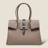 [Taurillon Lagoon x Crocodile]<br>Voyage L bag<br>color: taupe x dark brown