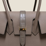 [Taurillon Lagoon x Crocodile]<br>Voyage L bag<br>color: taupe x taupe