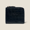 [Croco pattern leather] <br>Half L zip wallet<br>color: Black