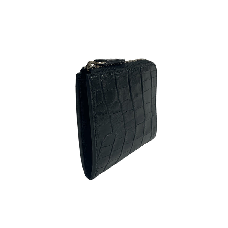 [Croco pattern leather] <br>Half L zip wallet<br>color: Black