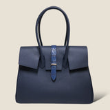 [Taurillon Lagoon x Crocodile]<br>Voyage L bag<br>color: navy