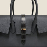 [Taurillon Lagoon x Crocodile]<br>Voyage M bag<br>color: black