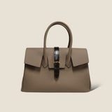 [Taurillon Lagoon x Crocodile]<br>Voyage M bag<br>color: taupe x dark brown