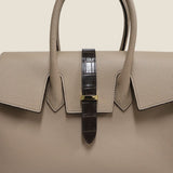 [Taurillon Lagoon x Crocodile]<br>Voyage M bag<br>color: taupe x dark brown