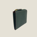 [フレンチカーフ] <br>ハーフLジップウォレット<br>color：ダークグリーン<br>【１０月下旬入荷予定】