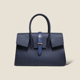 [Taurillon Lagoon x Crocodile]<br>Voyage M bag<br>color: navy