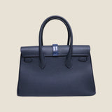 [Taurillon Lagoon x Crocodile]<br>Voyage M bag<br>color: navy