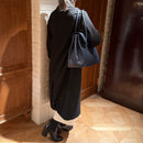 [シュリンクレザー]<br>ヴォヤージュLバッグ<br>color：ネイビー