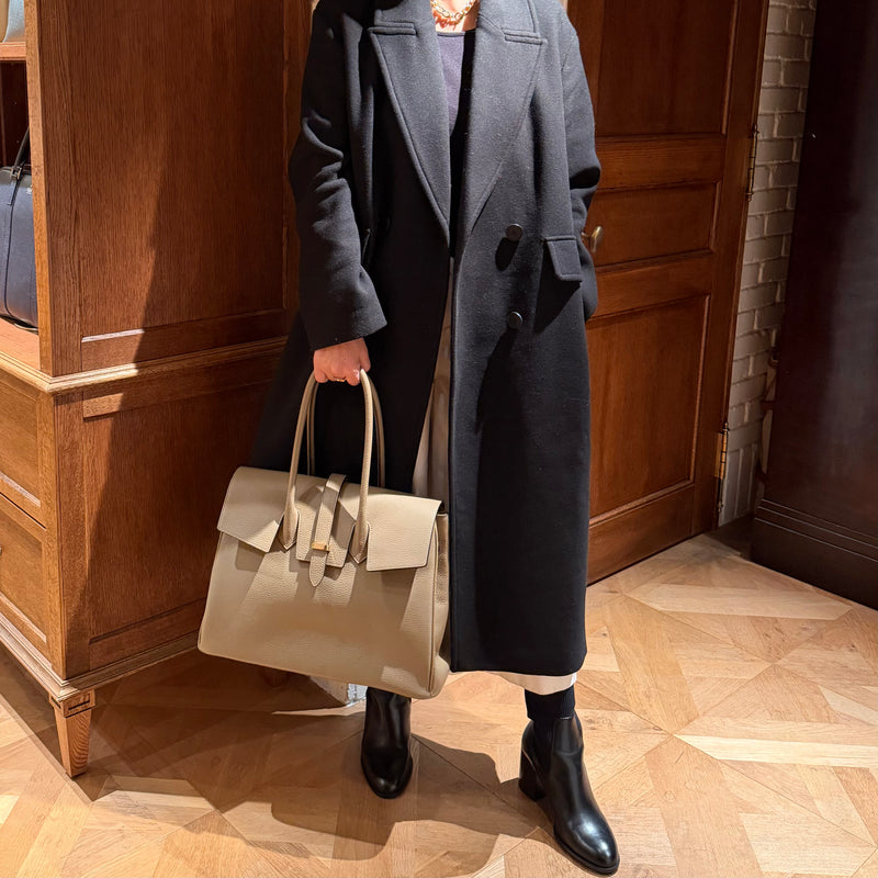 [オールシュリンクレザー]<br>ヴォヤージュLバッグ<br>color：トープ