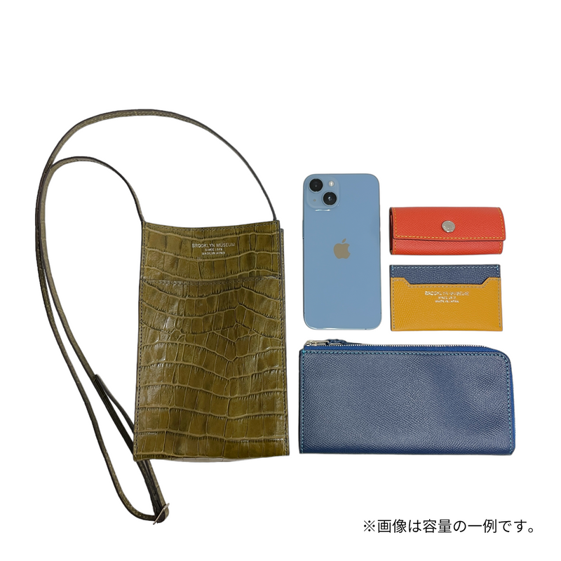[Croco pattern leather]<br>Box sakosh<br>color: Navy