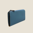 [French calf] <br>L Zip long wallet<br>color: Gene Blue