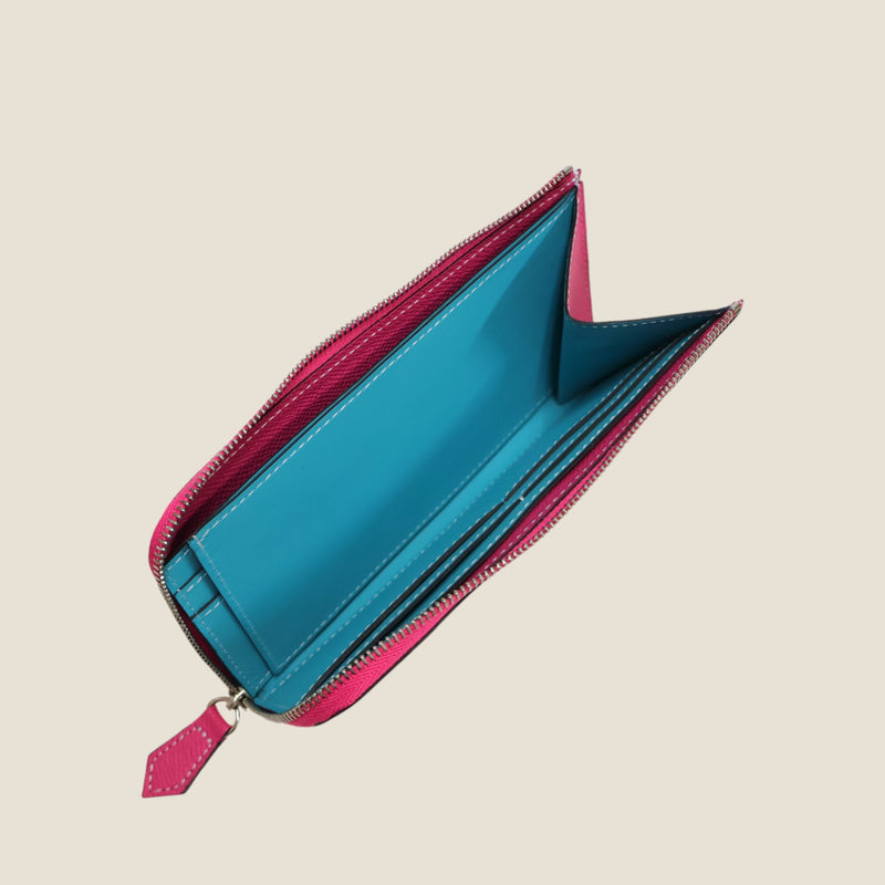 [French calf] <br>L Zip long wallet<br>color: Fuchsha pink