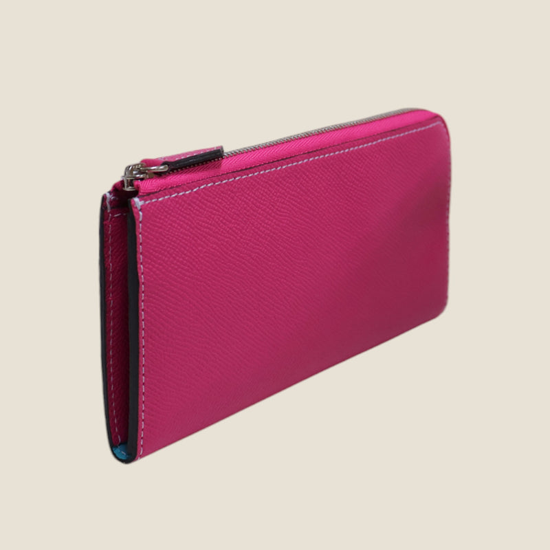 [French calf] <br>L Zip long wallet<br>color: Fuchsha pink