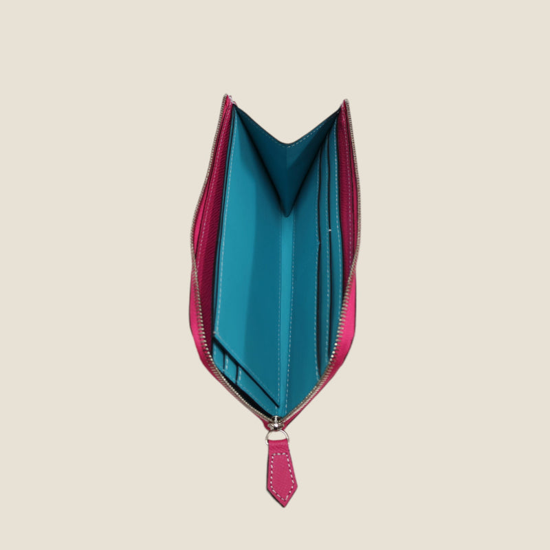 [French calf] <br>L Zip long wallet<br>color: Fuchsha pink