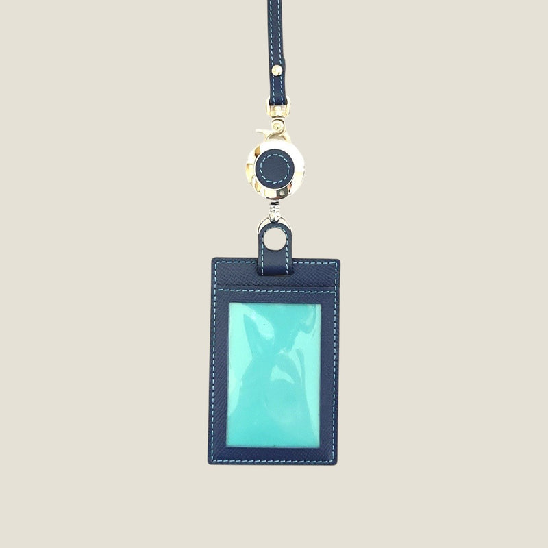 [French calf] <br>ID strap both sides vertical<br>color: Ink blue