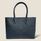 [French calf] <br>Medium tote bag<br>color: Navy x turquoise stitch x interior turquoise