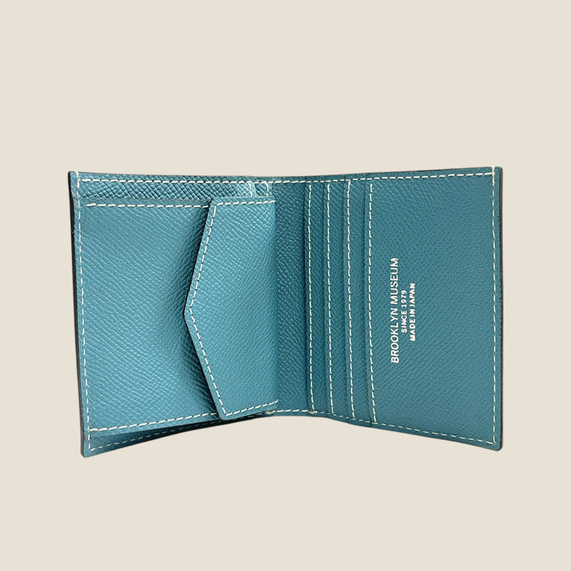 [French calf] <br>Mini wallet (with coin purse)<br>color: Aqua Blue