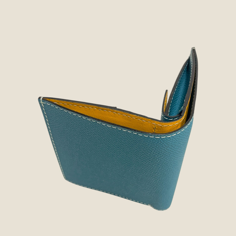 [French calf] <br>Mini wallet (with coin purse)<br>color: Aqua Blue