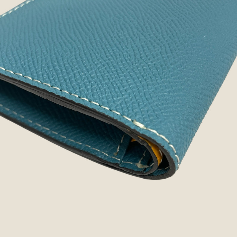 [French calf] <br>Mini wallet (with coin purse)<br>color: Aqua Blue