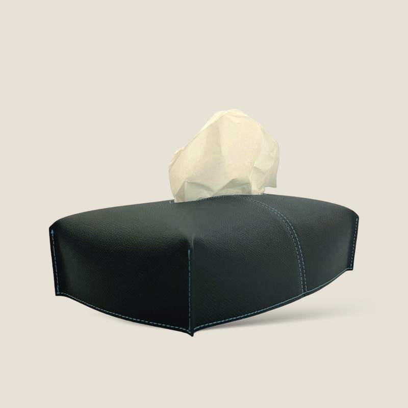 [French calf] <br>Box tissue cover<br>color: Navy<br>【Build-to-order manufacturing】