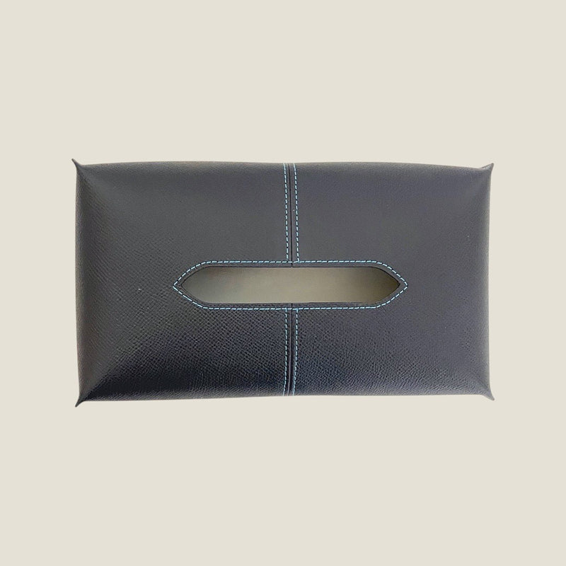 [フレンチカーフ] <br>ボックスティッシュカバー<br>color：ネイビー<br>【受注生産】