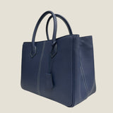 [French calf] <br>gusset tote bag<br>color: ink blue<br>[Made to order]