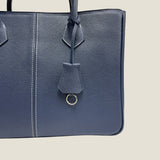 [French calf] <br>gusset tote bag<br>color: ink blue<br>[Made to order]