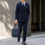 [French calf] <br>Royal M tote bag<br>Color: Navy x Turquoise stitch x Interior turquoise<br>[Scheduled to arrive in early August]