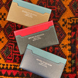 [French calf] <br>compact card case<br>Color: Taupe x Jean Blue