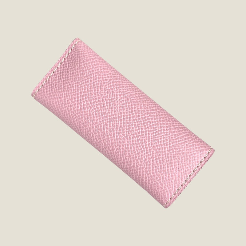 [フレンチカーフ] <br>三連キーケース<br>color：モーヴピンク