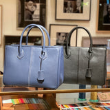 [French calf] <br>gusset tote bag<br>color: ink blue<br>[Made to order]