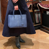 [French calf] <br>gusset tote bag<br>color: ink blue<br>[Made to order]
