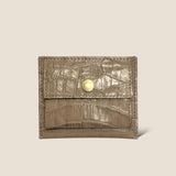 [Croc pattern leather] <br>mini snap wallet<br>color: taupe