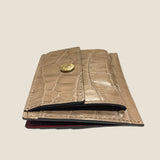 [Croc pattern leather] <br>mini snap wallet<br>color: taupe
