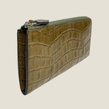 [Croc pattern] <br>L zip long wallet<br>color: khaki