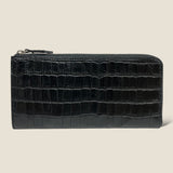[Croc pattern] <br>L zip long wallet<br>color: black