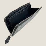[Croc pattern] <br>L zip long wallet<br>color: black