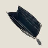 [Croc pattern] <br>L zip long wallet<br>color: black