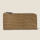 [Croc pattern] <br>L zip long wallet<br>color: taupe
