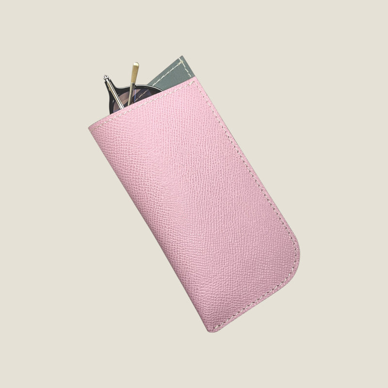 [French calf] <br>Glasses case<br>color: Mauve Pink