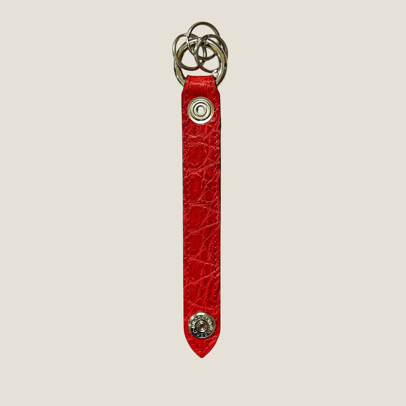 [カラークロコダイル ] <br>キーホルダー <br>color：レッド