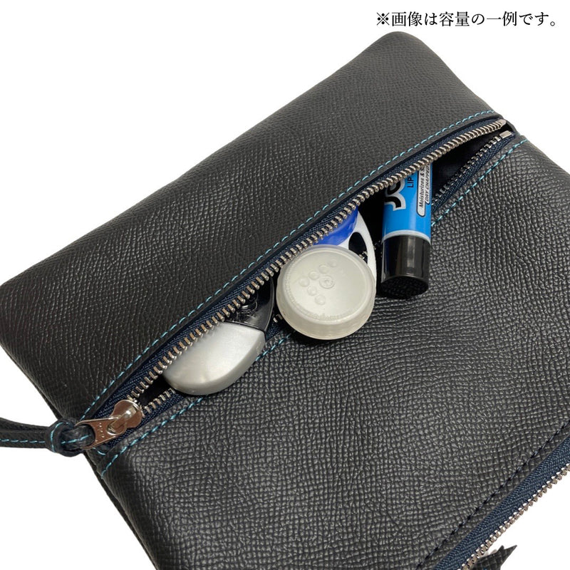[French calf] <br>Pouch M<br>color: Black<br>【Build-to-order manufacturing】
