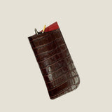 [Croc pattern] <br>glasses case<br>color: dark brown