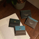 [French calf] <br>mini snap wallet<br>color: dark green x black