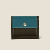 [French calf] <br>mini snap wallet<br>color: Jean blue x ice gray