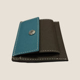 [French calf] <br>mini snap wallet<br>color: Jean blue x ice gray