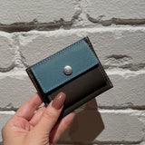[French calf] <br>mini snap wallet<br>color: Jean blue x ice gray