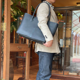 [フレンチカーフ] <br>ロワイヤルLトートバッグ<br>color：ネイビー<br>【受注生産】
