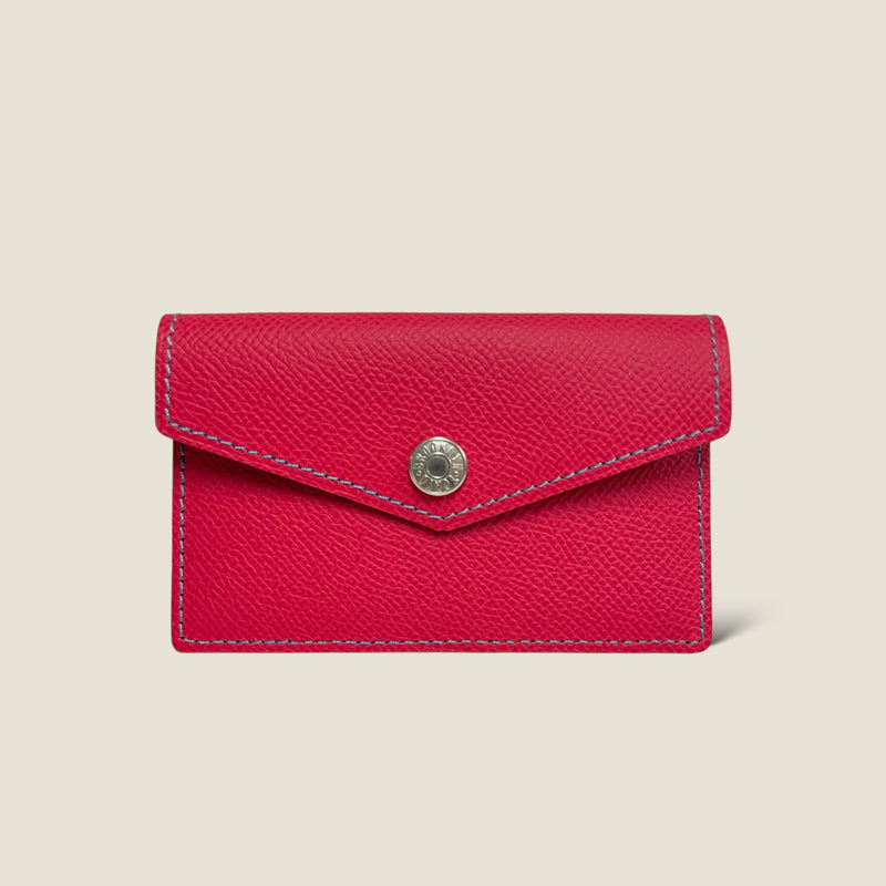 [French calf] <br>Flap card case<br>color: Fuchsha pink