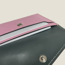 [フレンチカーフ] <br>フラップカードケース<br>color：モーヴピンク